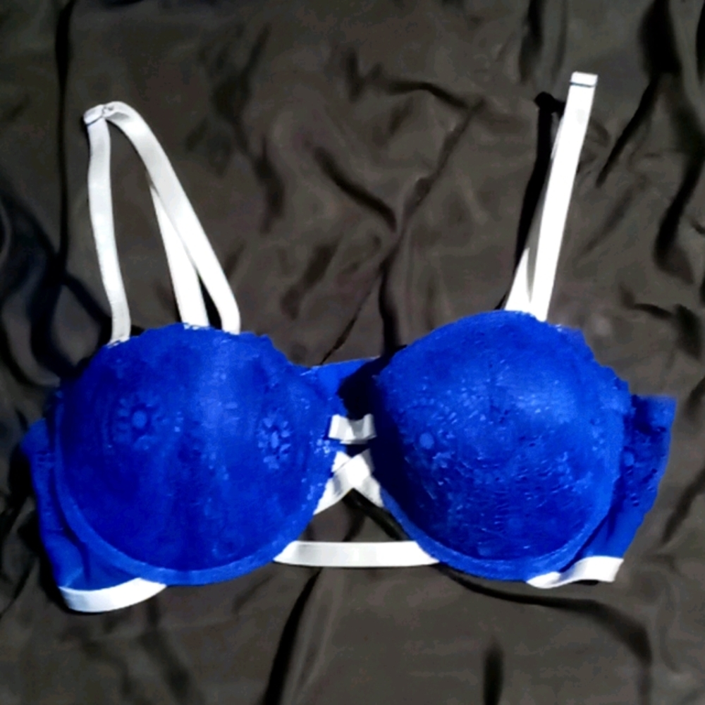 Blue and grey bra